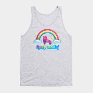 Keep Rolling Roller Skating Rainbow Seventies Style Tank Top